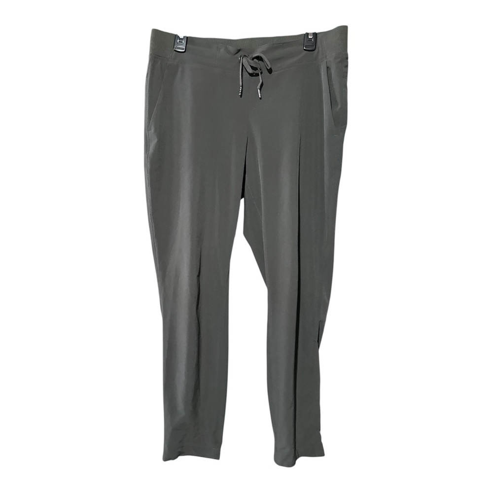 Athleta Midtown Ankle Pants Womens 12 Green Stretch Pockets Gym Yoga Travel